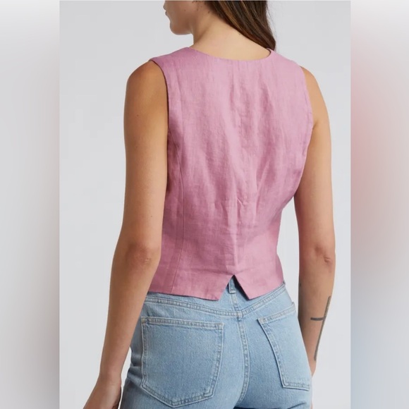 Single Breasted Linen Vest - Picture 4 of 7